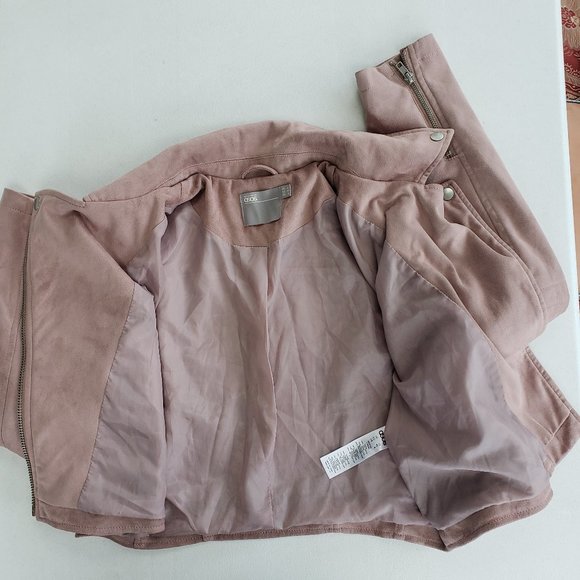 Asos Faux Suede Pink Biker Jacket Size 6 - Picture 8 of 8